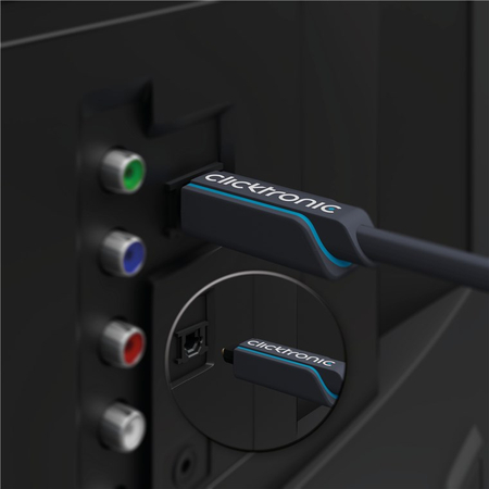 CLICKTRONIC Kabel optyczny Toslink T-T + adapter Jack 15m