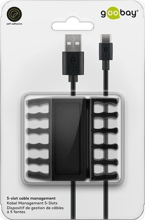 Kabelorganisator 3M selbstklebend schwarz für 5 Kabel Goobay
