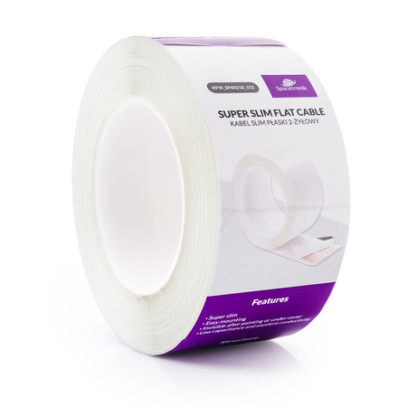 Płaski Kabel Zasilający Cięty Niewidoczny Taśma Kablowa 150cm x 6 cm Przewód Głośnikowy Spacetronik KFW_SP60210_015