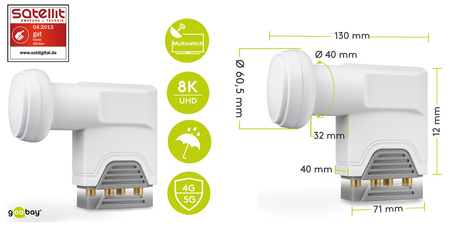 LNB Quatro Konwerter satelitarny Goobay 0,1dB (do multiswitchy)