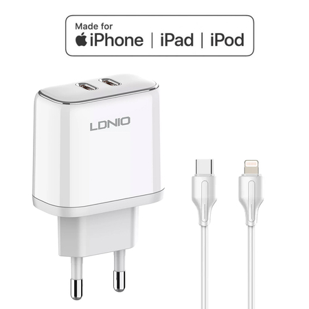 Ladegerät mit Kabel Apple MFI Lizenz 35W 2x USB-C