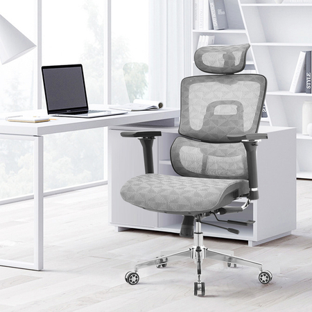 Regulowany Fotel do biurka obrotowy 4D MIRA Szary Outlet B-