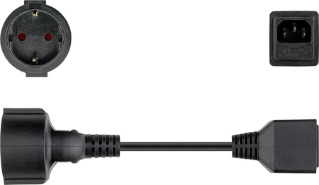 Kabel przedłużacz gniazdo AC Schuko - gniazdo C14 (komputerowe) Goobay 0,2m