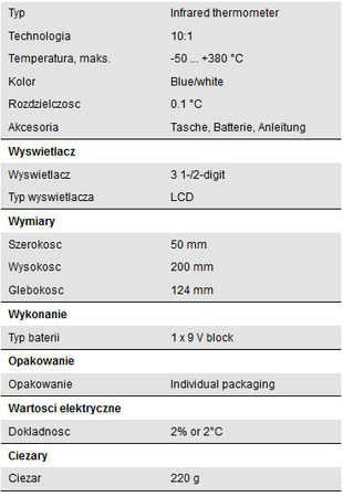 Cyfrowy Miernik Temperatury IR z kolorowym wskaźnikiem LED PeakTech 4945 - zdjęcie 2
