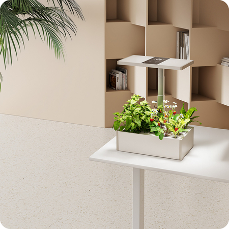 Inteligentna doniczka 10l SMART Garden biało - szara z ekranem LCD na ulubione rośliny przez cały rok Spacetronik SPGC20