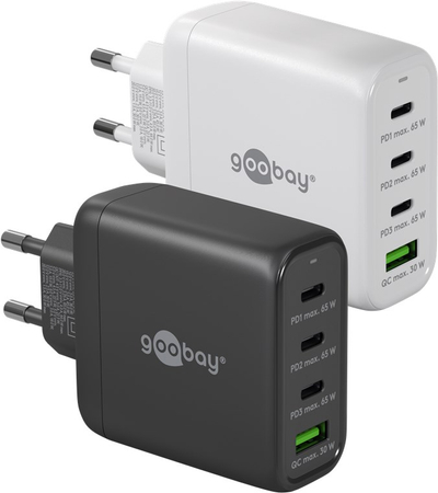 Ładowarka sieciowa 3x USB-C + USB superszybkie ładowanie 68W QC 3.0 PD Goobay biała