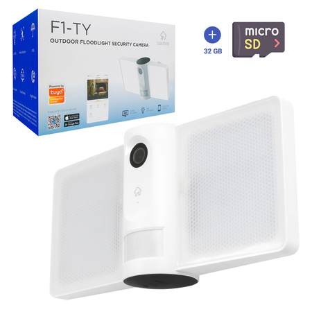 Kamera wodoszczelna na WiFi z LED Tuya Smart Laxihub F1-TY + microSD 32 GB
