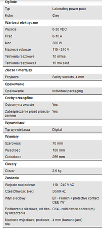 Zasilacz laboratoryjny 30V 10A PeakTech 6226 - zdjęcie 2