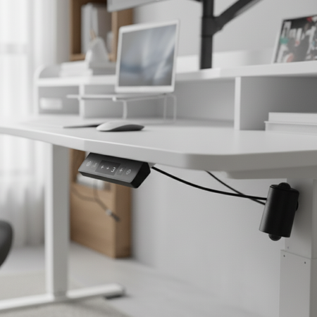 Biurko Elektryczne SPEF134WW z Szufladą i USB - Ergonomia do Home Office