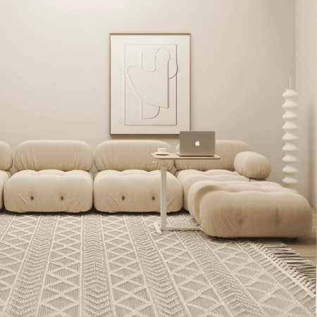 Zestaw wypoczynkowy fotel Spacetronik Flax 04M beżowy + stolik regulowany BUDDY