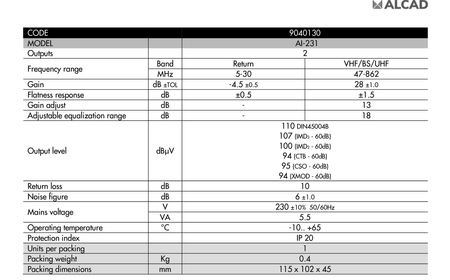 aLCAD AI-231 VHF UHF Heimverstärker 28dB Rückkanal - zdjęcie 2
