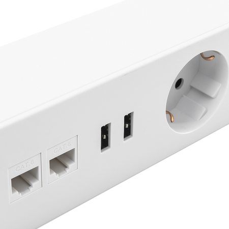 Przedłużacz Podblatowy do Biurka Listwa Zasilajaca USB RJ45 CAT.6 USB Spacetronik SPSU38W_V2