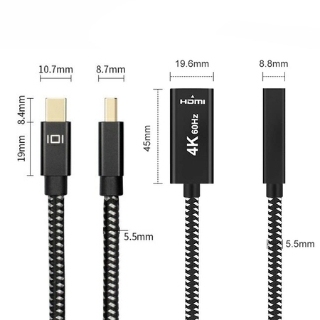Adapter wtyk mini DisplayPort - gniazdo HDMI 4K Kabel w Oplocie SPMD-H03