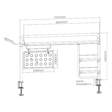 ECO Półka nad biurko bez wiercenia Spacetronik SPB-118WW_120 OUTLET