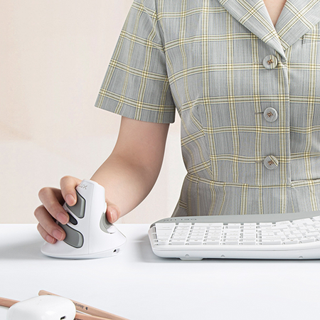 Ergonomic Delux M618G DB Maus weiß staubfrei