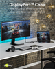 Kabel DP DisplayPort 1.4 8K 60Hz 4K 144Hz GoobayPlus oplot tekstylny szaro-czarny 5m