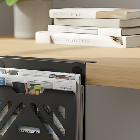 Boczny organizer do biurka na zacisk 25×25×9 cm z haczykami czarny