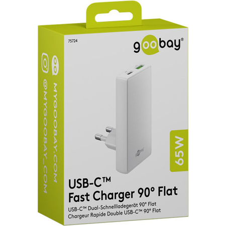 Ładowarka pionowa Goobay 65W USB USB-C PD biała