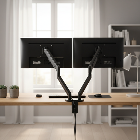 Uchwyt na 2 Monitory SPAZ120B Aluminiowy 13-36" | Stabilność i Ergonomia