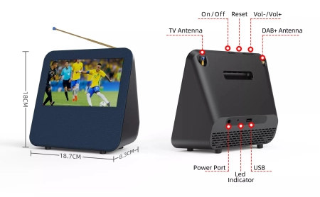 Telewizor mobilny OUTLET T2 z radiem DAB  7" super Audio DSP Touch screen - zdjęcie 2