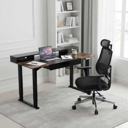 Zestaw ergonomiczny biurko elektryczne SPE-F121 160×80 + krzesło LUMBO 11 czarne - zdjęcie 2