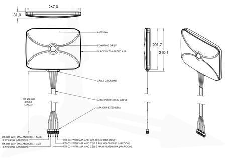 Antena 5w1 5G/GPS MIMO4x4 Poynting PANL-401
