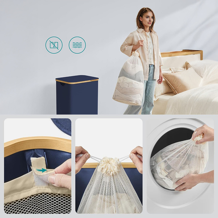 Kosz na pranie 90L 1 komorowy niebieski