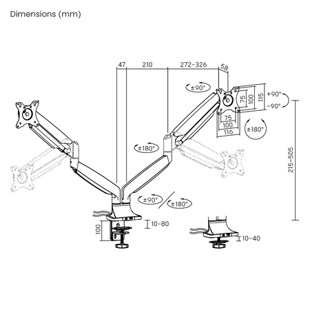 Uchwyt na 2 monitory Spacetronik SPA-S120B