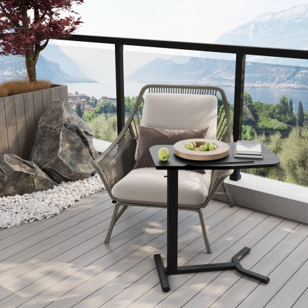 Zestaw wypoczynkowy fotel Spacetronik Flax 04M niebieski + stolik regulowany BUDDY