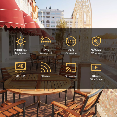 Monitor Digital Signage 4K IP66 2000 nitów Sylvox 65"