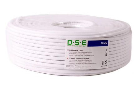 Kabel DSE D220 RG6 CU 100m/rolka 0,80mm CU / 64x0,12mm - zdjęcie 2