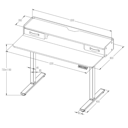 Biurko Elektrycznie Regulowane 120x60 z półkami