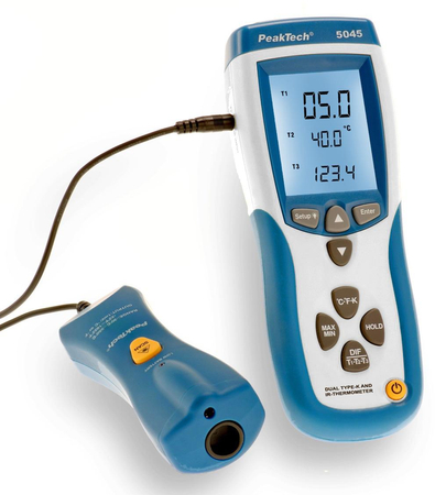 Profesjonalny 2-kanałowy Miernik Temperatury z sondą IR PeakTech 5045