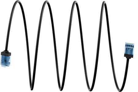 Kabel LAN Patchcord CAT 6A EXTRA FLEX czarny 0.15m