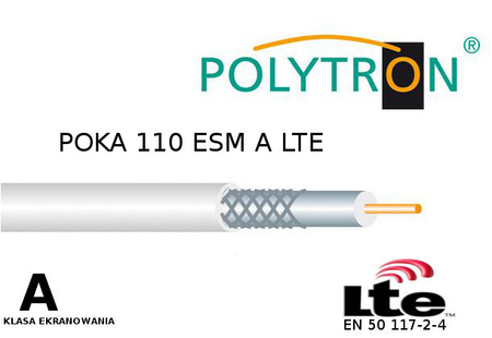Kabel antenowy koncentryczny POLYTRON Poka 110 RG6 CU 1,02 LTE 1mb. metrowany