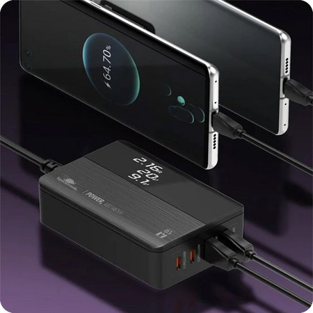 GaN 65W PD QC3.0 4-Port Ladegerät Anzeige - zdjęcie 2