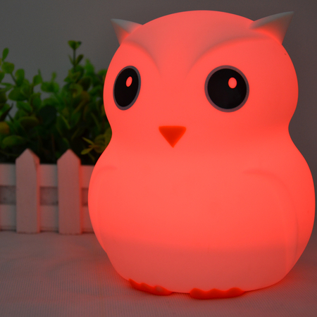 Duża Sowa Big Owl Silikonowa Lampka Nocna Dla Dzieci Pilot USB-C LED RGB SP-LN01XL