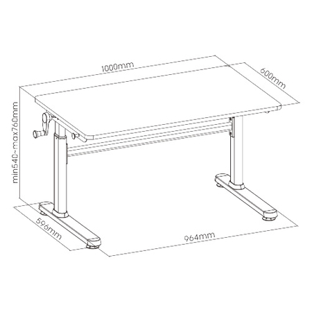 Spacetronik XD verstellbarer Schreibtisch SPE-X103WL 100x60