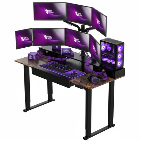 Zestaw ergonomiczny biurko elektryczne SPE F121 krzesło Spiro lampa Glow D8