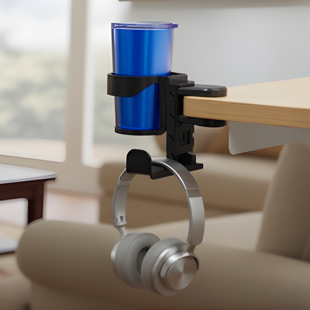 Wieszak Uchwyt na Słuchawki 3w1 SPB-027B z Uchwytem na Kubek