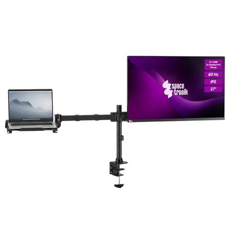 Zestaw monitor 27 cali 4K IPS Spacetronik SPA-M2701 i uchwyt na monitor i laptop Spacetronik SPA-121PRO