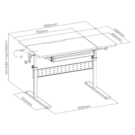 XD verstellbarer Kinderschreibtisch SPE-X102WL 100x60cm