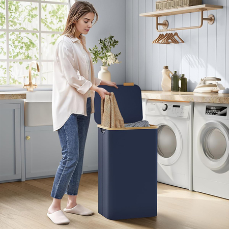 Kosz na pranie 90L 1 komorowy niebieski - zdjęcie 2