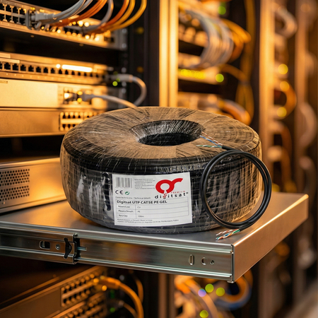 Skrętka DIGITSAT UTP 5e CU PE ŻEL 100m zewn CZARNA