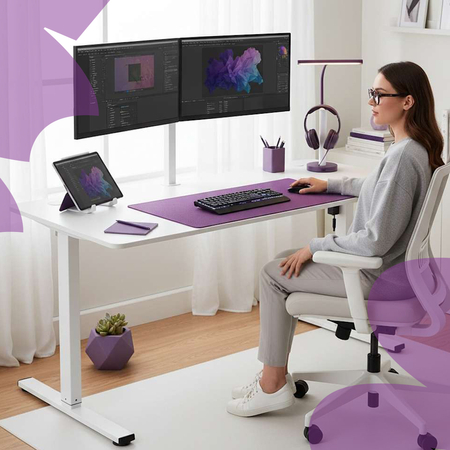 Zestaw ergonomiczny biurko Moris SPEO112BB fotel Gerd lampa GLOW D22 Pro