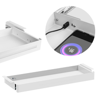 Under-Desk Storage Drawer USB Ports Large Black