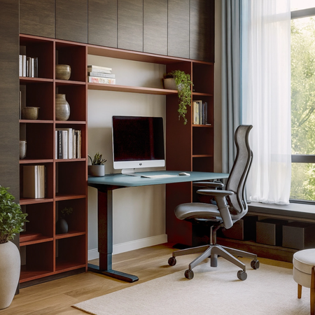 Stelaż elektryczny Spacetronik SPE-222OB Vegard + blat MDF premium niebieski