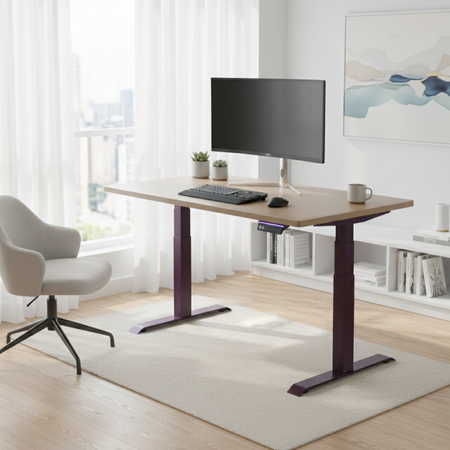 Biurko regulowane Vegard elektryczne dwusilnikowe MDF fioletowo-złote - zdjęcie 2