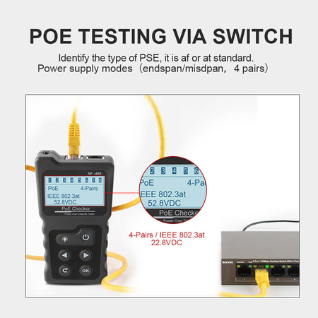 Profesjonalny tester PoE kabli sieciowych Noyafa NF-488