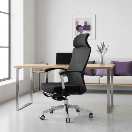 Ergonomiczny fotel biurowy z podnóżkiem Spacetronik ALVA